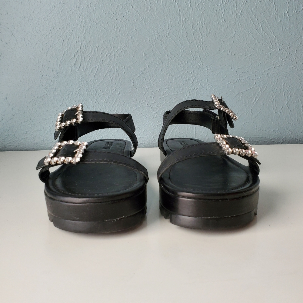 NEW Schutz Ruth Platform Sandals 90's Y2K Grunge Rhinestone Buckles Leather - Picture 2 of 8